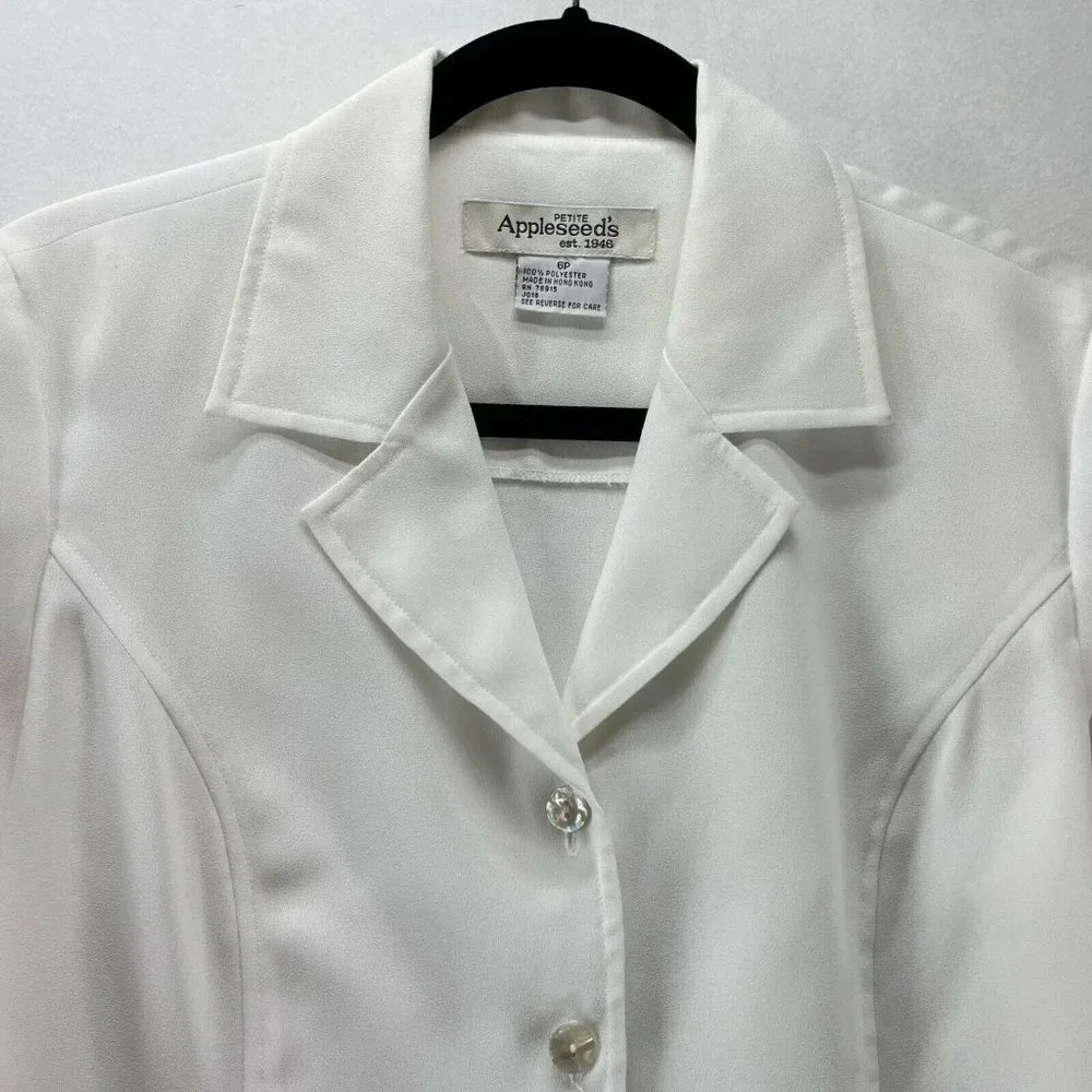 Appleseed's Blazer Womens Size 6P Notch Single Breasted Long Sleeve White - Picture 2 of 10